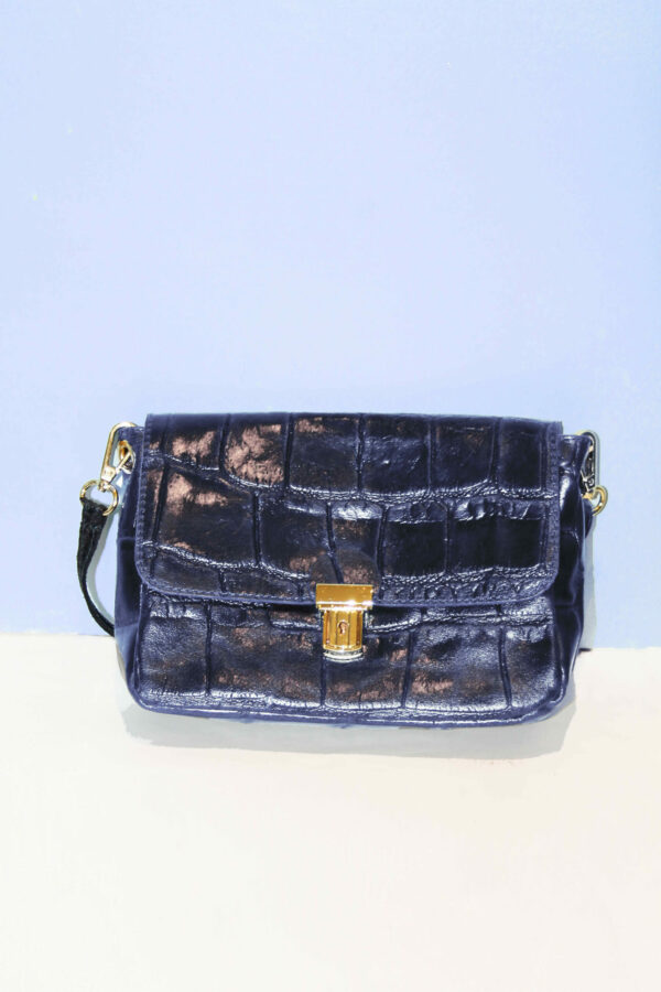Absolème sac à main cuir vintage bleu marine