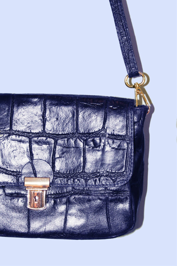 Absolème sac à main cuir vintage bleu marine