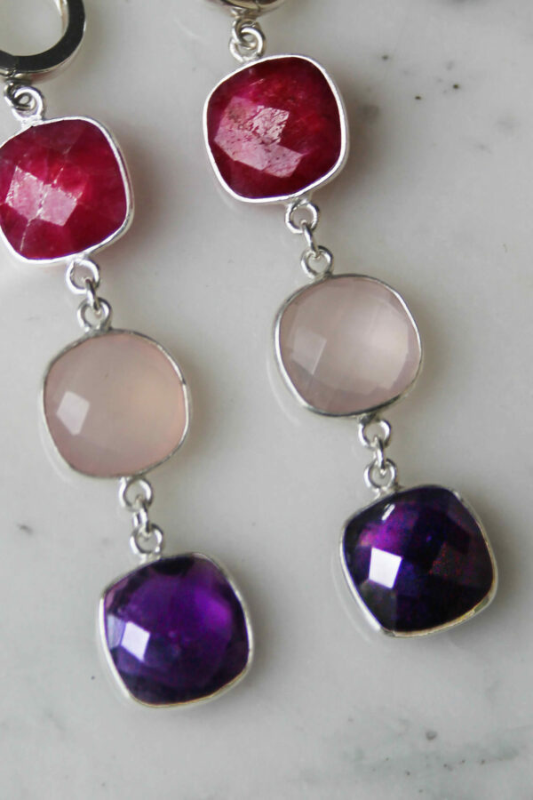 Absolème boucles d'oreilles pendantes argent 925 pierres naturelles