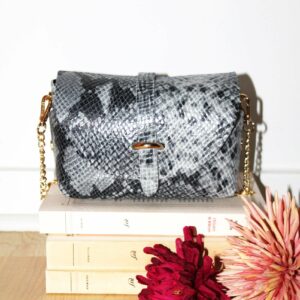 Absolème micro sac à main en cuir gris serpent