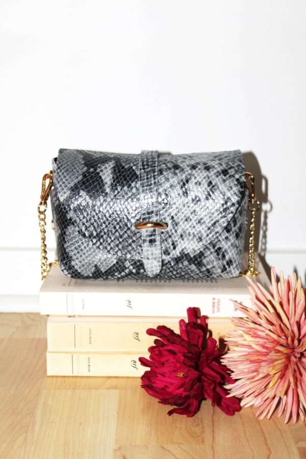 Absolème micro sac à main en cuir gris serpent