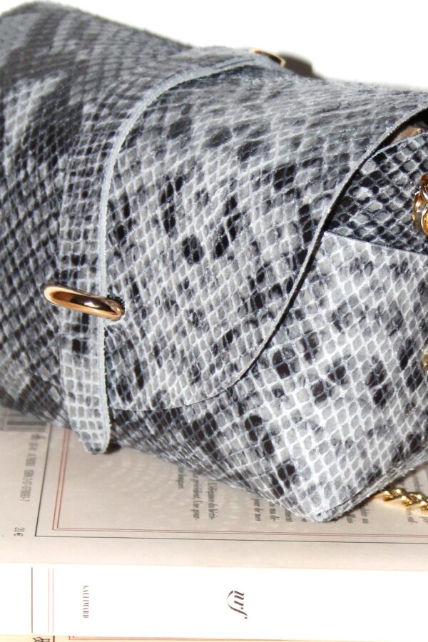 Absolème micro sac à main en cuir gris serpent