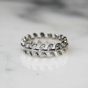 Bague laurier en argent 925 et zirconiums