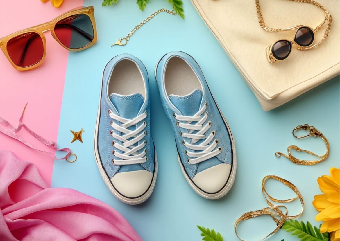 Tendance mode des baskets en denim