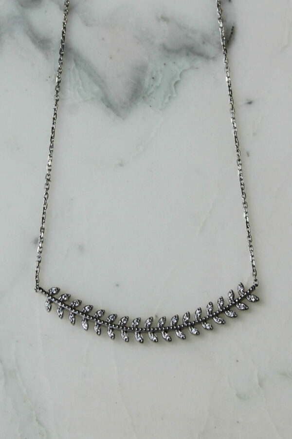 Collier laurier argent 925 zirconiums