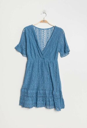 Absolème robe courte été dentelle bleu