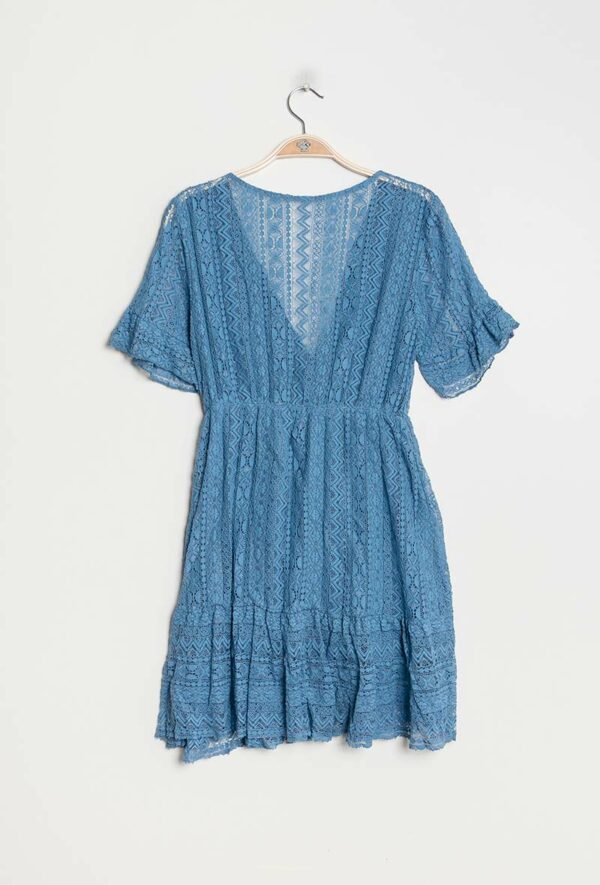 Absolème robe courte été dentelle bleu