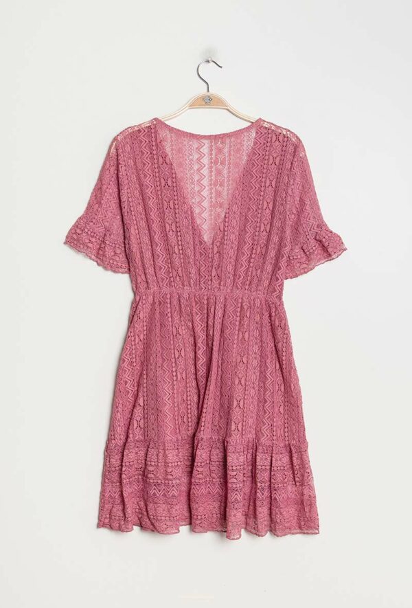 Absolème robe courte été dentelle rose