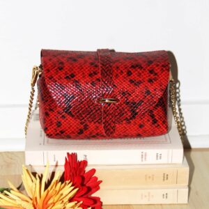 Absolème micro sac à main en cuir rouge serpent