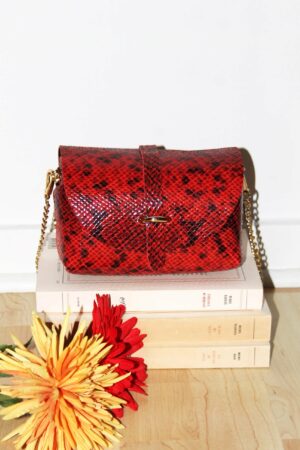 Absolème micro sac à main en cuir rouge serpent