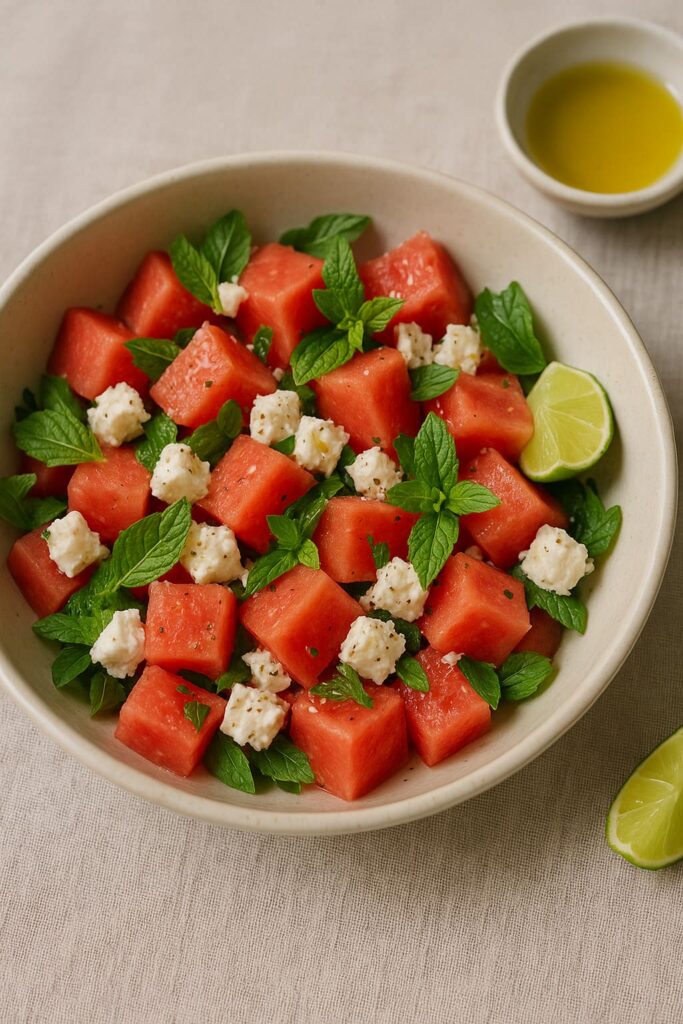 idées de recettes de salades d'été pastèque feta