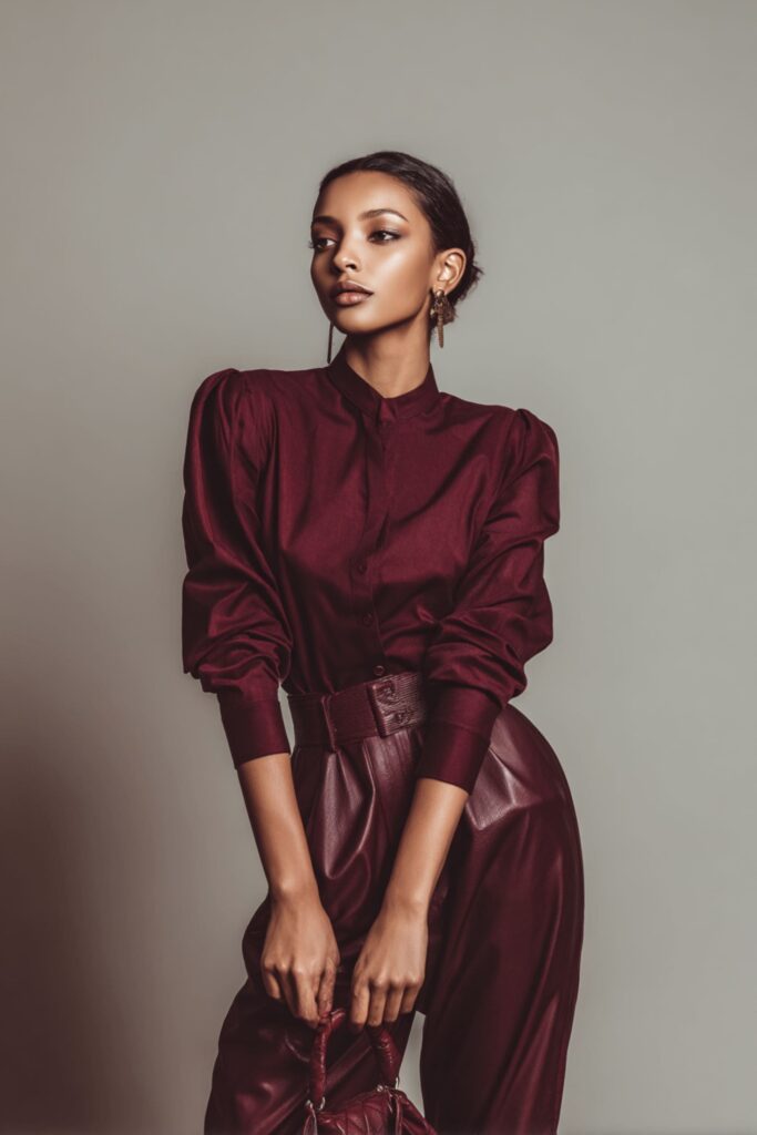 inspiration look femme en bordeaux