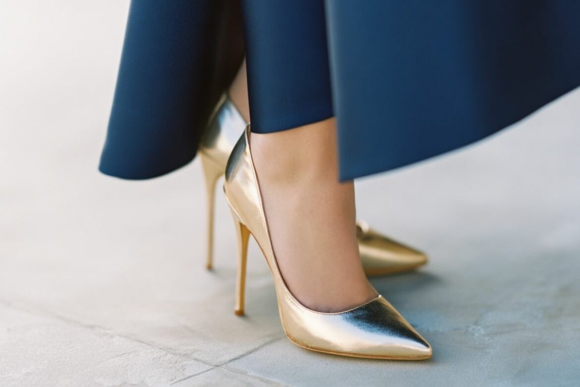 quelles chaussures porter avec une robe bleu marine