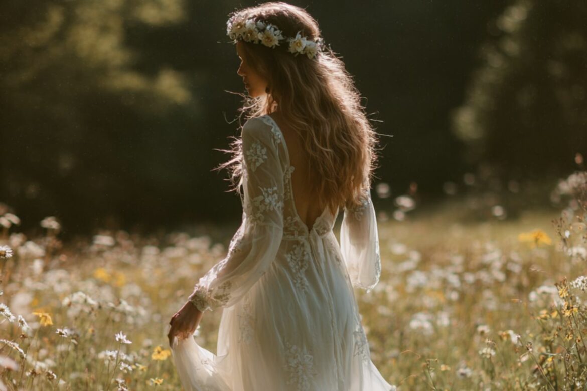 Robe de mariée bohème fleurie