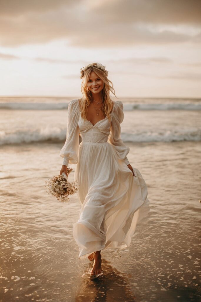 Style robe de mariée bohème fleurie