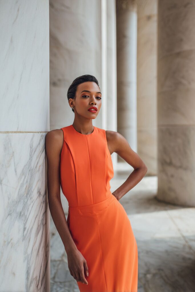 mariage robe de cocktail orange