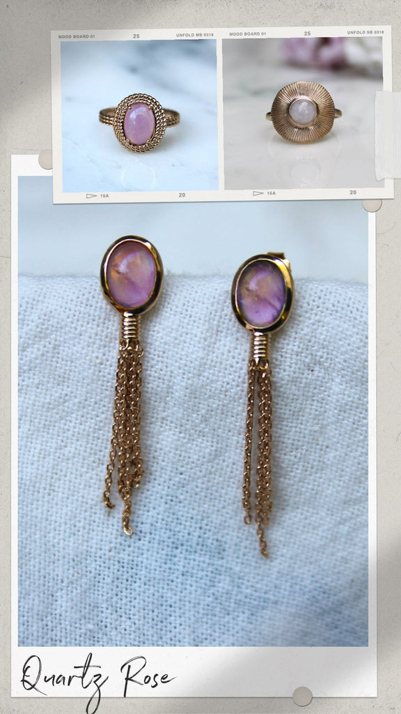 Absolème bijoux plaqués or et quartz rose