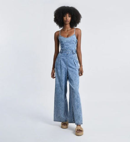 Absolème combinaison longue en denim avec bretelles