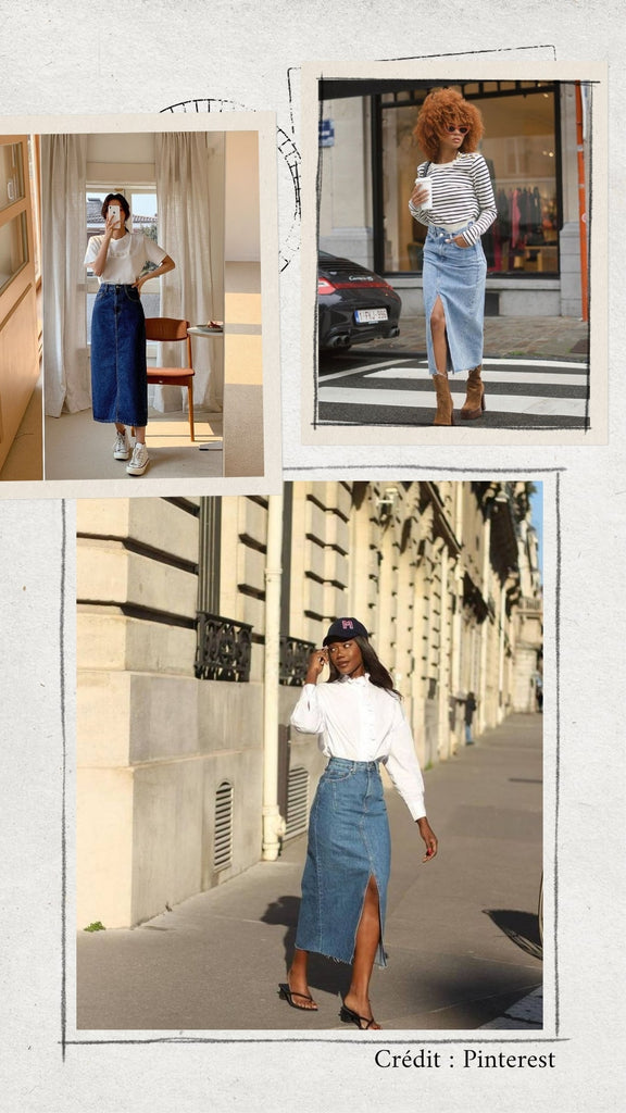 Absolème inspiration look jupe longue en jean