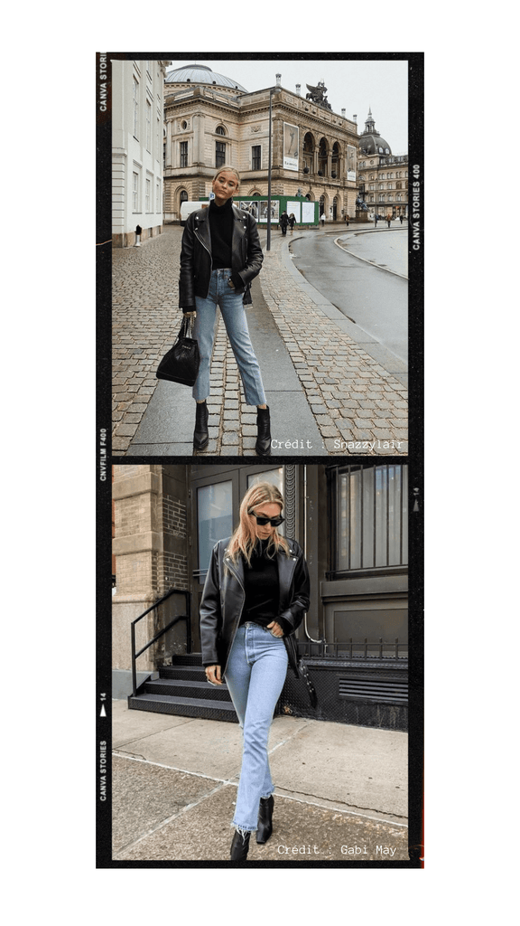 Absolème look rock avec un perfecto en cuir