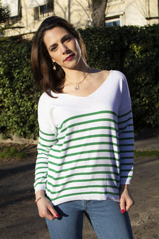 Absolème marinière pour femme verte