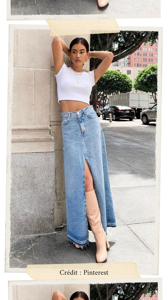 Absolème tendance mode jupe longue en jean