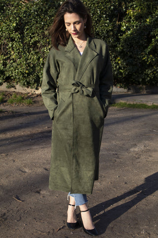Absolème trench suédine verte