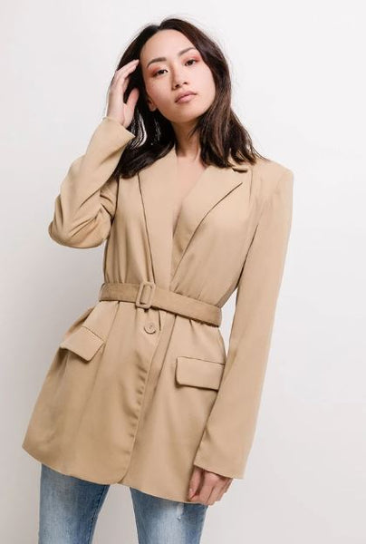 Absolème blazer à ceinture tendance chic beige