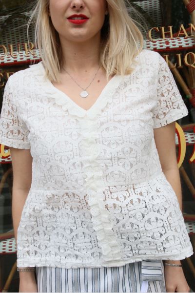 Absolème blouse en dentelle blanche