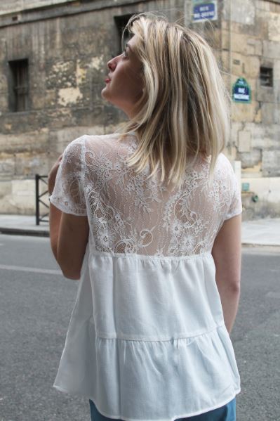 Absolème blouse en dentelle blanche dos nu