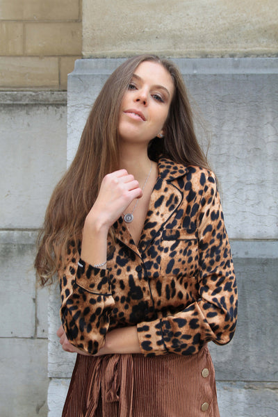 Absolème chemisier léopard satin tendance pour femmes