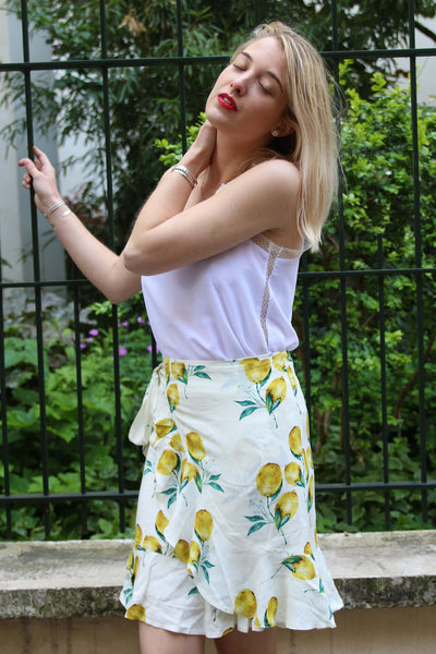 Absolème jupe Capri imprimé citron jaune