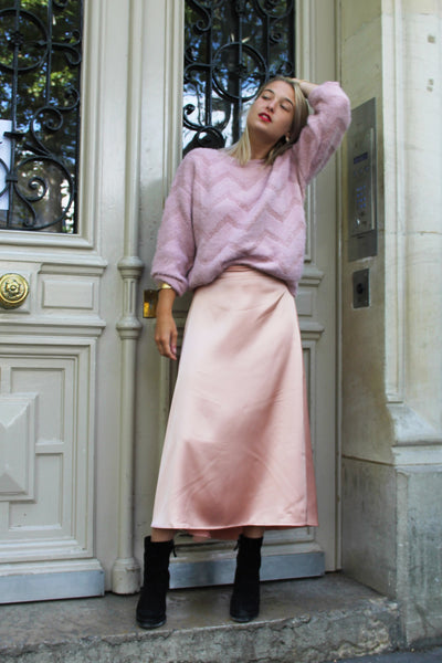Absolème jupe taille haute satin rose