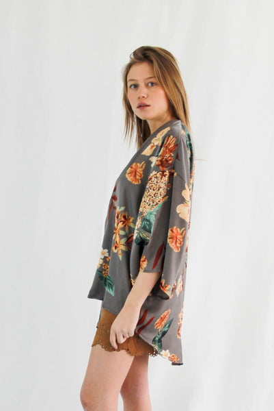 Absolème kimono Jasmine gris et orange