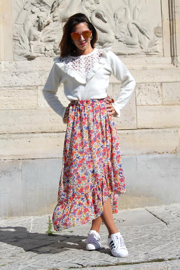 Absolème look boho chic dentelle jupe longue