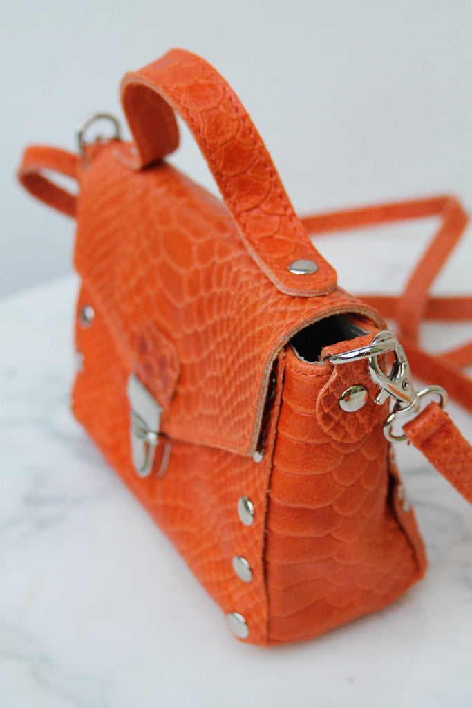 Absolème sac à main orange en cuir italien