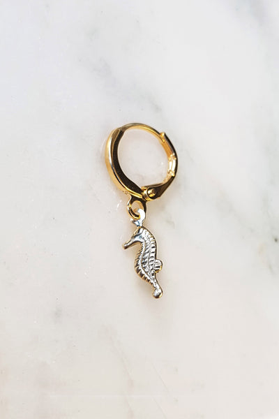 Absolème mini créoles Hippocampe argent 925 plaqué or