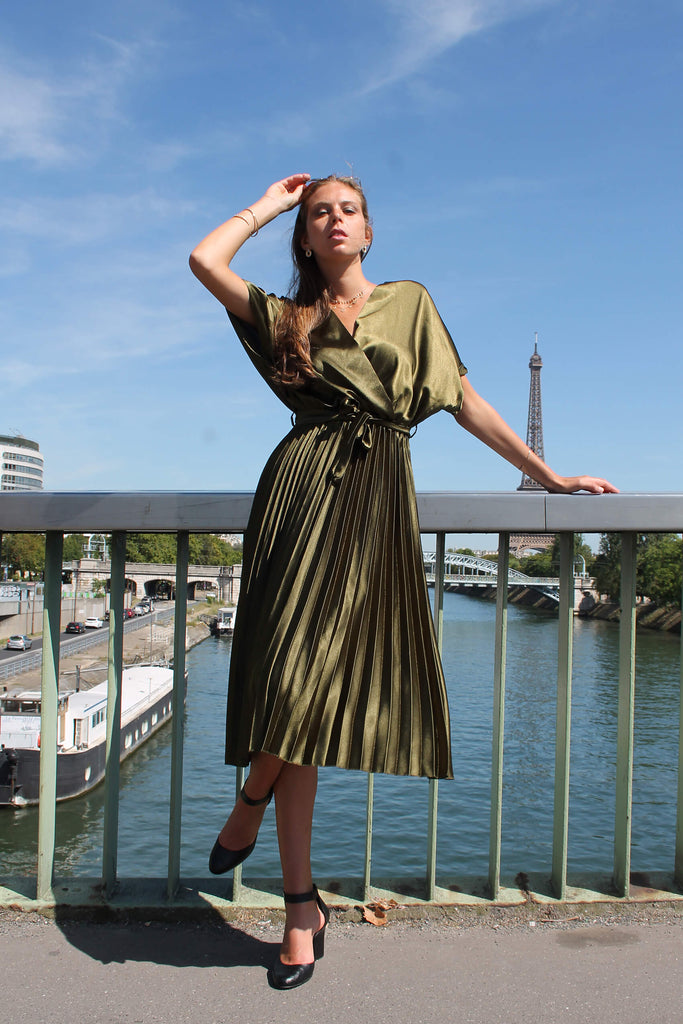 Absolème robe en satin plissée