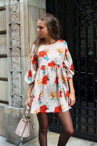 Absolème robe babydoll à fleurs rouge Audrey