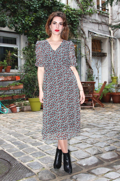 Absolème robe imprimé fleuri manches bouffantes