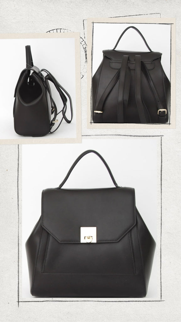 Absolème sac à dos tendance pour femme en cuir noir