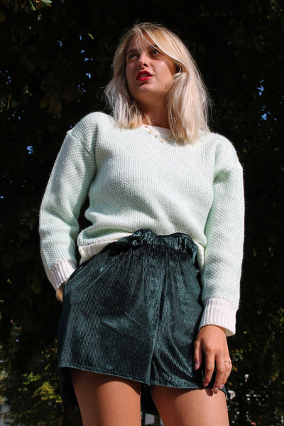 Absolème mode tendance velours short velours côtelé vert