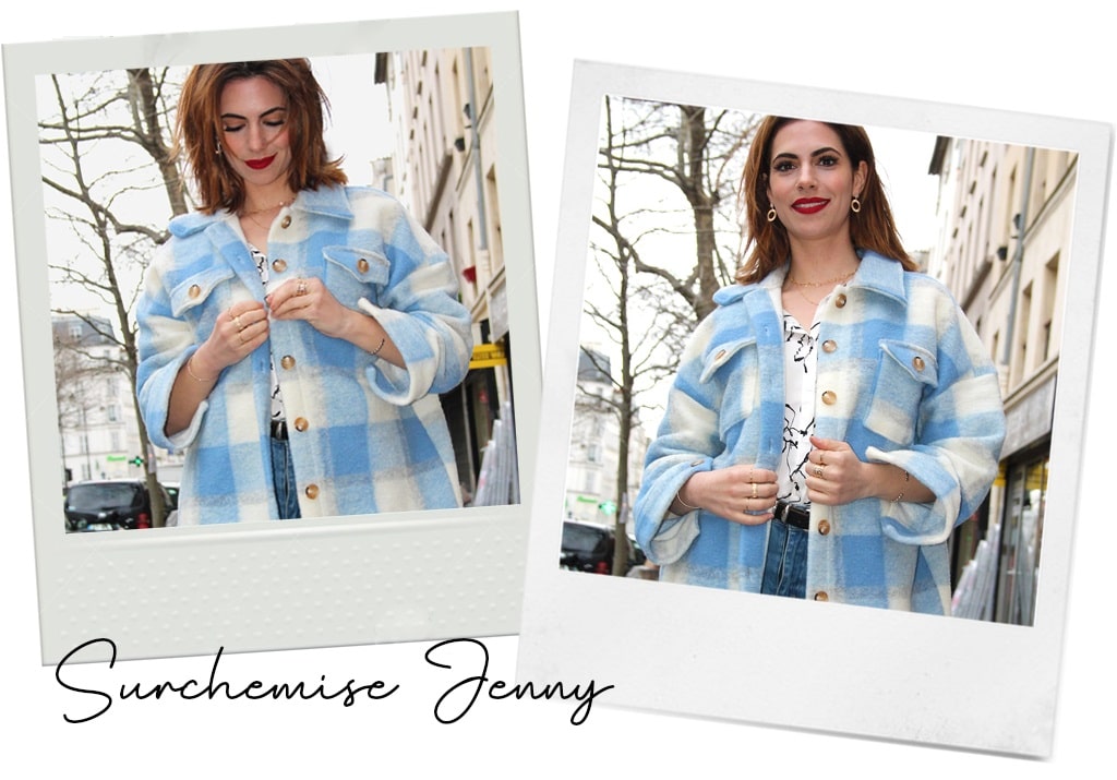 Absolème surchemise à carreaux bleu tendance pour femmes