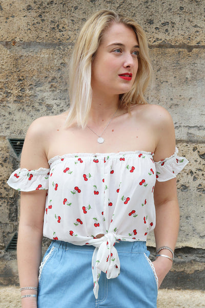 Absolème crop top imprimé cerise
