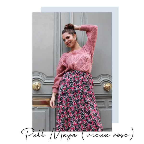 Absolème  pull et gilets en grosse maille cocooning vieux rose