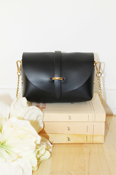Absolème micro-sac à main vintage noir cuir