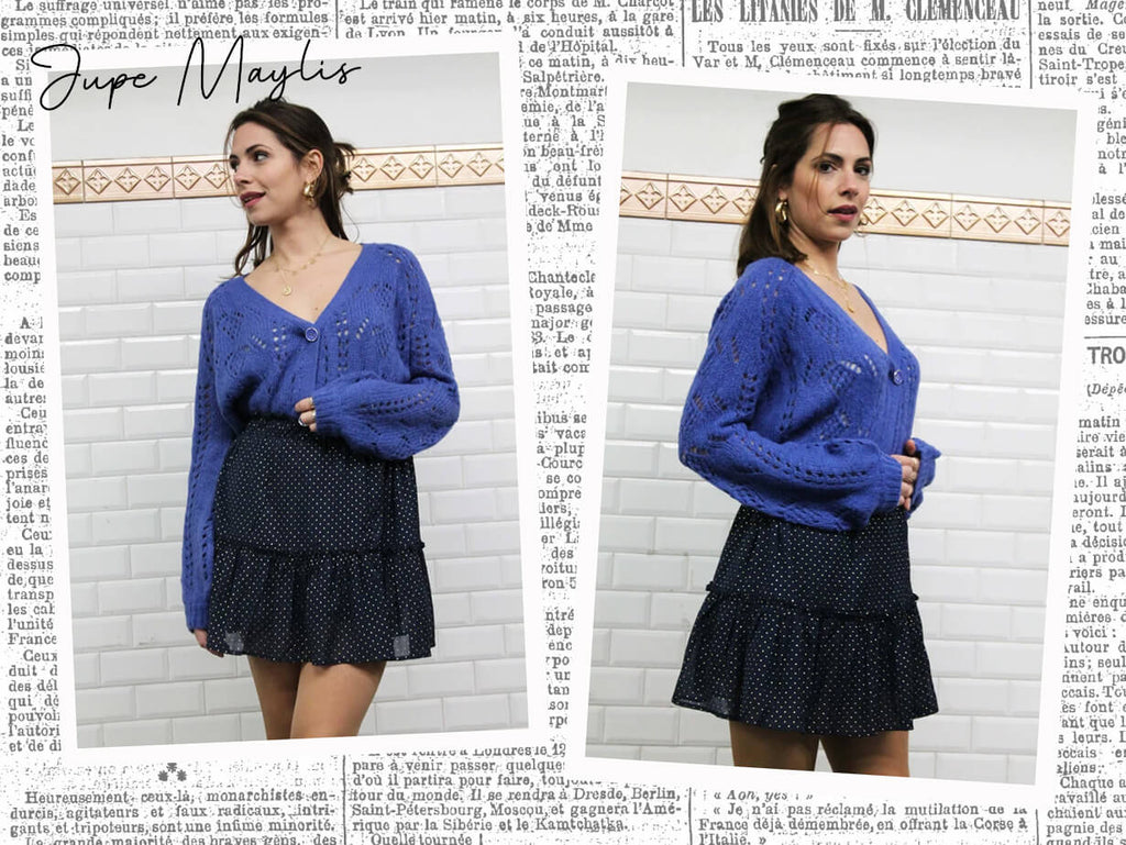 Absolème mini jupe taille haute bleu marine