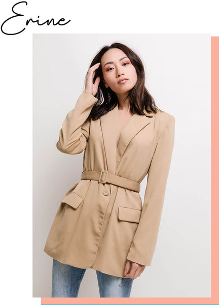 Absolème 5 vestes pour bien commencer la rentrée blazer beige avec ceinture