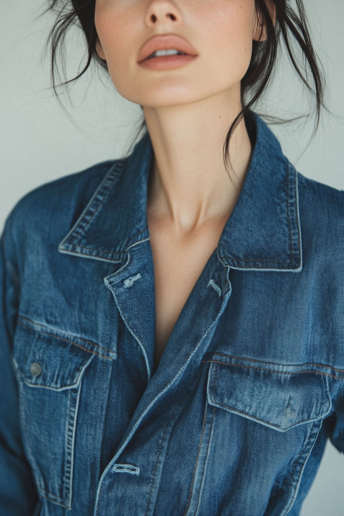 Zoom sur une femme portant une combinaison en jean