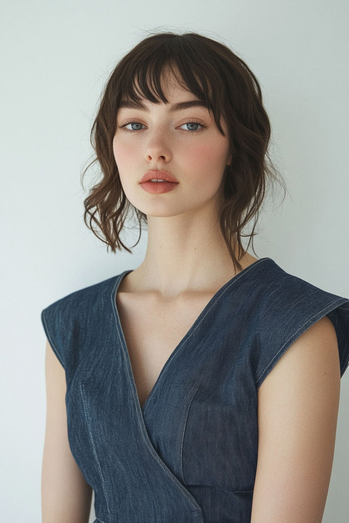 femme portant un top en denim